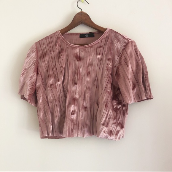 Missguided Tops - NWT Missguided Pink Crushed Velvet Crop Top sz 4